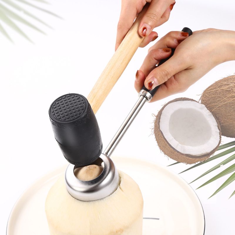Coconut Opening Tool Opener Tool Safe Easy to Open Young Coconuts for Home Hotel Rubber Head Hammer 275x75mm - Image 6