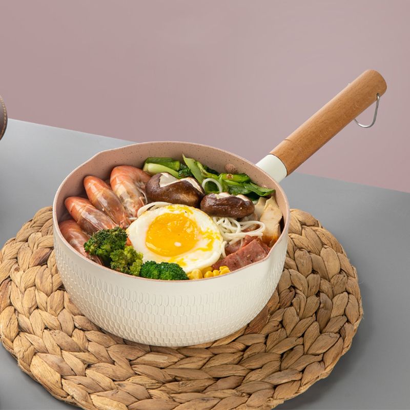 Japanese Style Saucepan Nonstick Milk Noodle Soup Sauce Pan Baby Food Cooking Pot White 18cm - Image 3