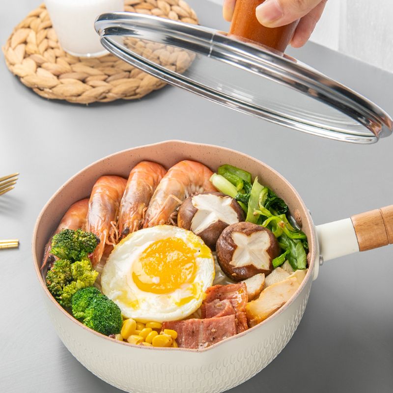 Japanese Style Saucepan Nonstick Milk Noodle Soup Sauce Pan Baby Food Cooking Pot White 20cm - Image 7
