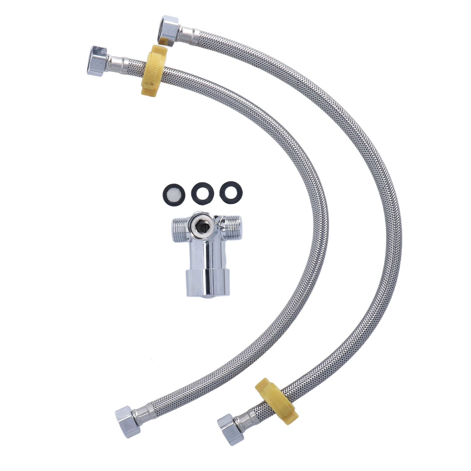 G1/2 Thread Thermostatic Mixer Valve Stainless Steel Hot Cold Water Mixing Tempered Valve with Dual Hoses for Pedal Control Tap - Image 2