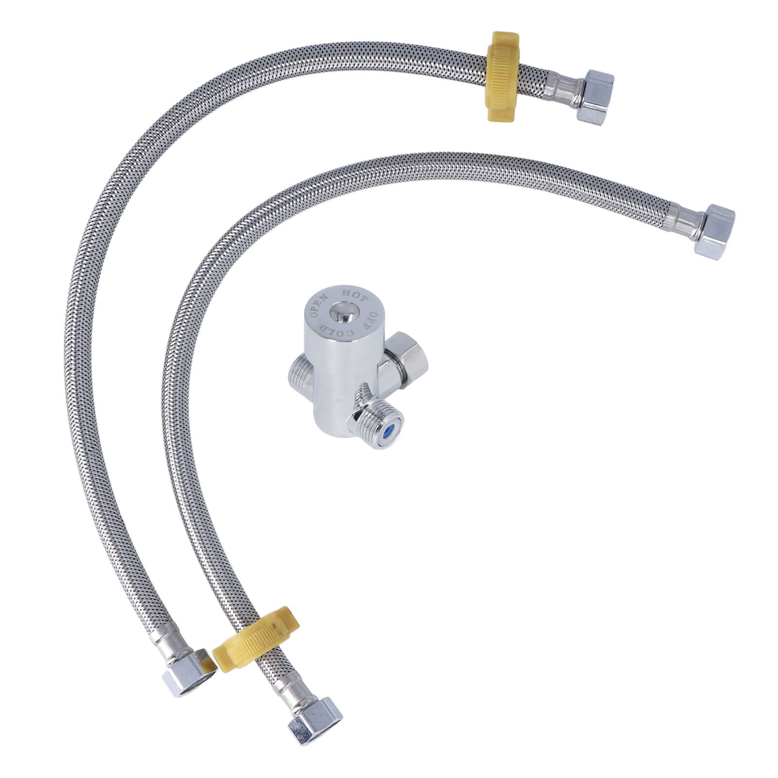 G1/2 Thread Thermostatic Mixer Valve Stainless Steel Hot Cold Water Mixing Tempered Valve with Dual Hoses for Pedal Control Tap - Image 5
