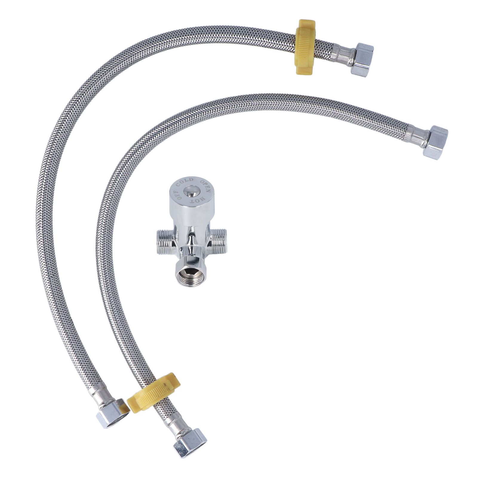 G1/2 Thread Thermostatic Mixer Valve Stainless Steel Hot Cold Water Mixing Tempered Valve with Dual Hoses for Pedal Control Tap - Image 6
