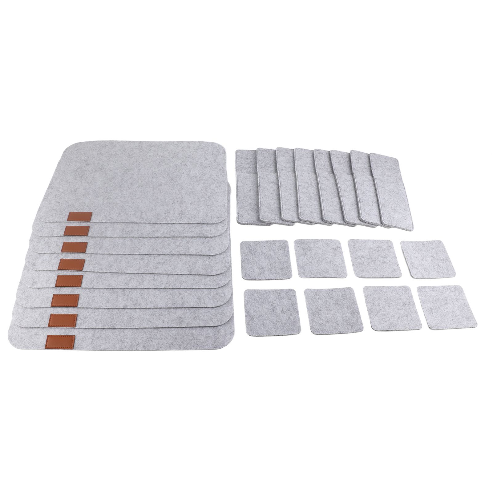Placemat Cup Mat Set Felt Heat Insulation with Fork Bag Tableware Mat for Home Kitchen Light Gray - Image 1
