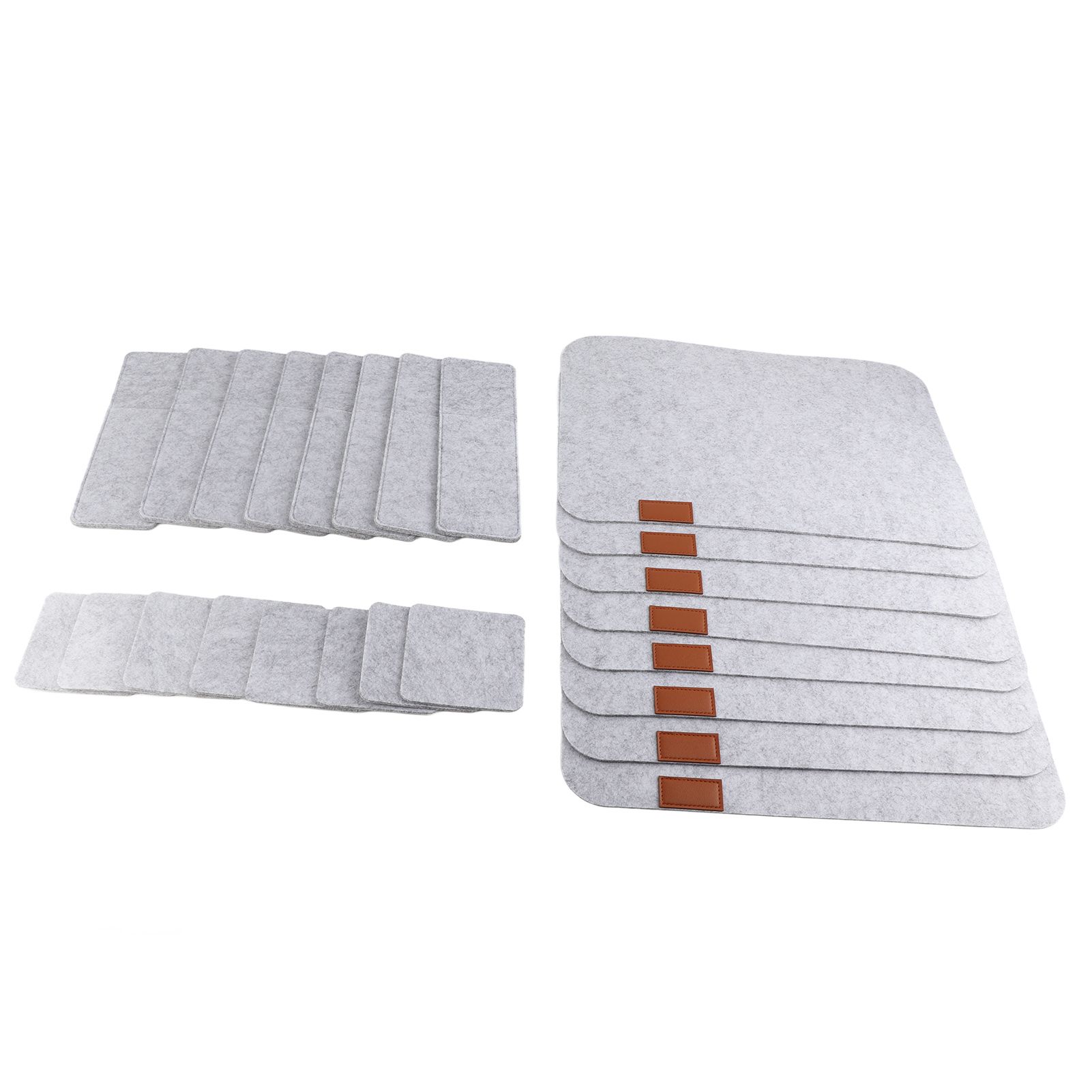 Placemat Cup Mat Set Felt Heat Insulation with Fork Bag Tableware Mat for Home Kitchen Light Gray - Image 2