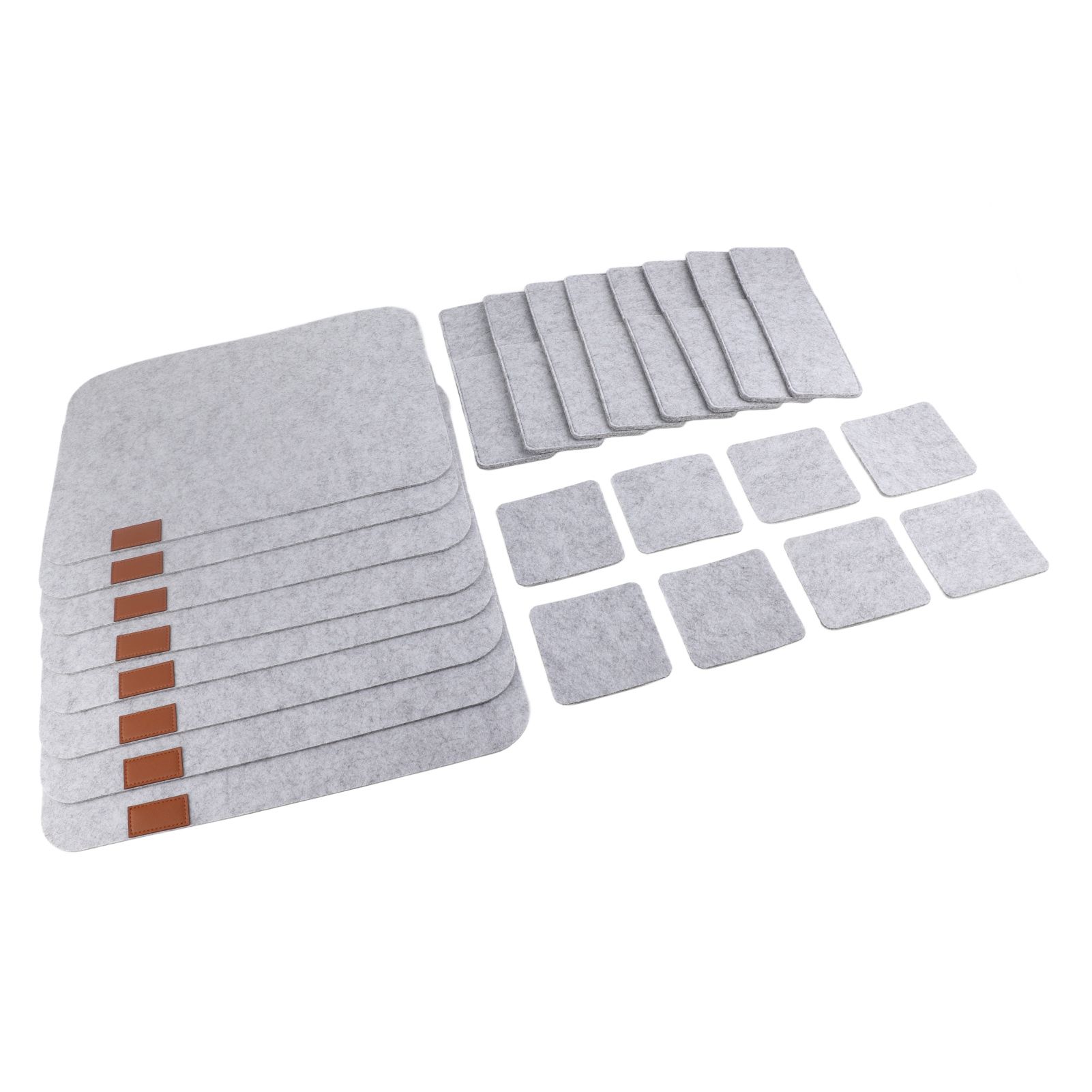 Placemat Cup Mat Set Felt Heat Insulation with Fork Bag Tableware Mat for Home Kitchen Light Gray - Image 3