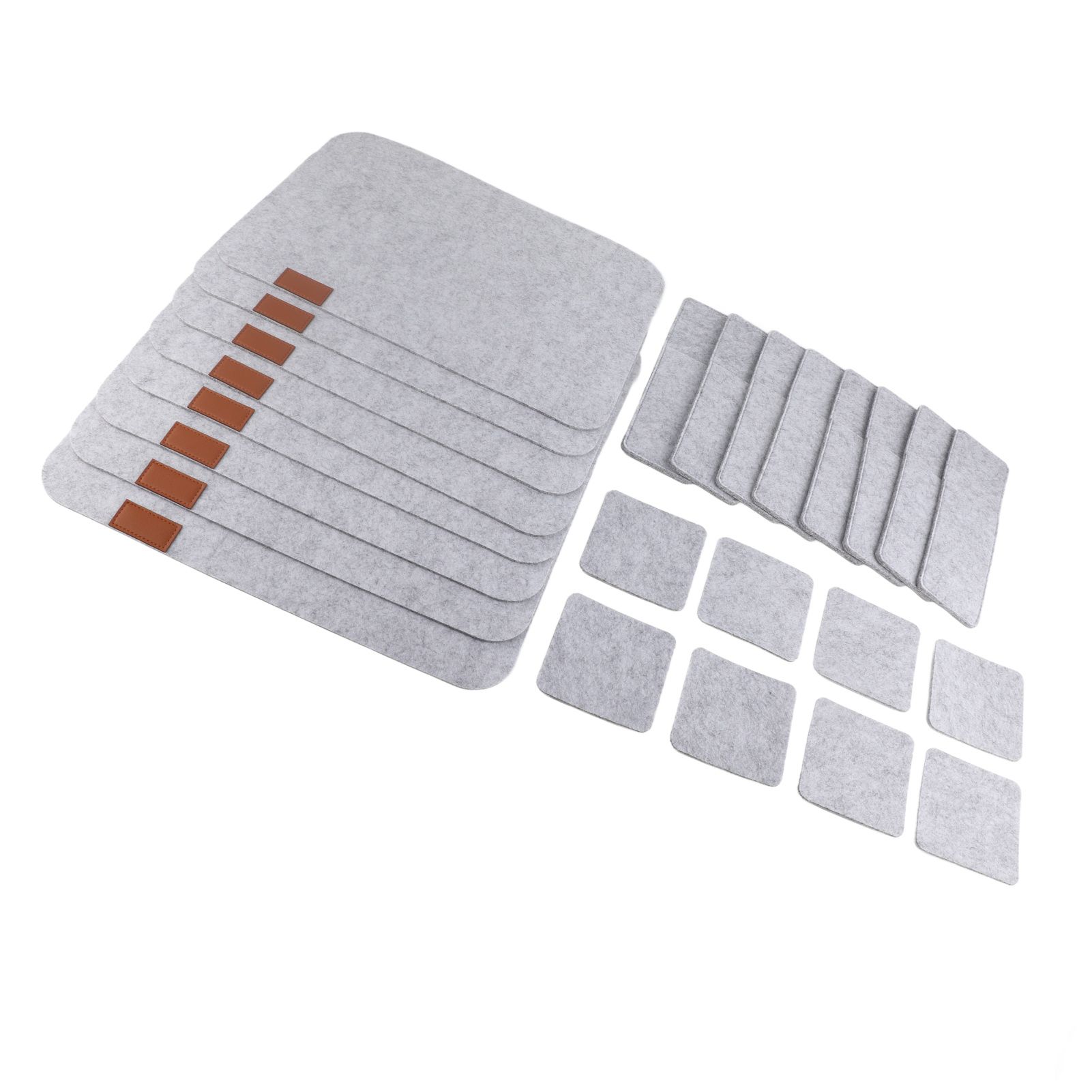 Placemat Cup Mat Set Felt Heat Insulation with Fork Bag Tableware Mat for Home Kitchen Light Gray - Image 4