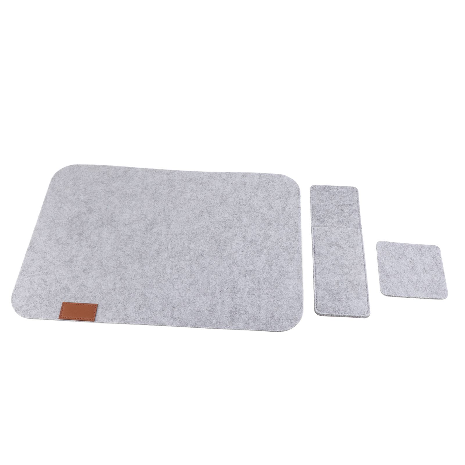 Placemat Cup Mat Set Felt Heat Insulation with Fork Bag Tableware Mat for Home Kitchen Light Gray - Image 8
