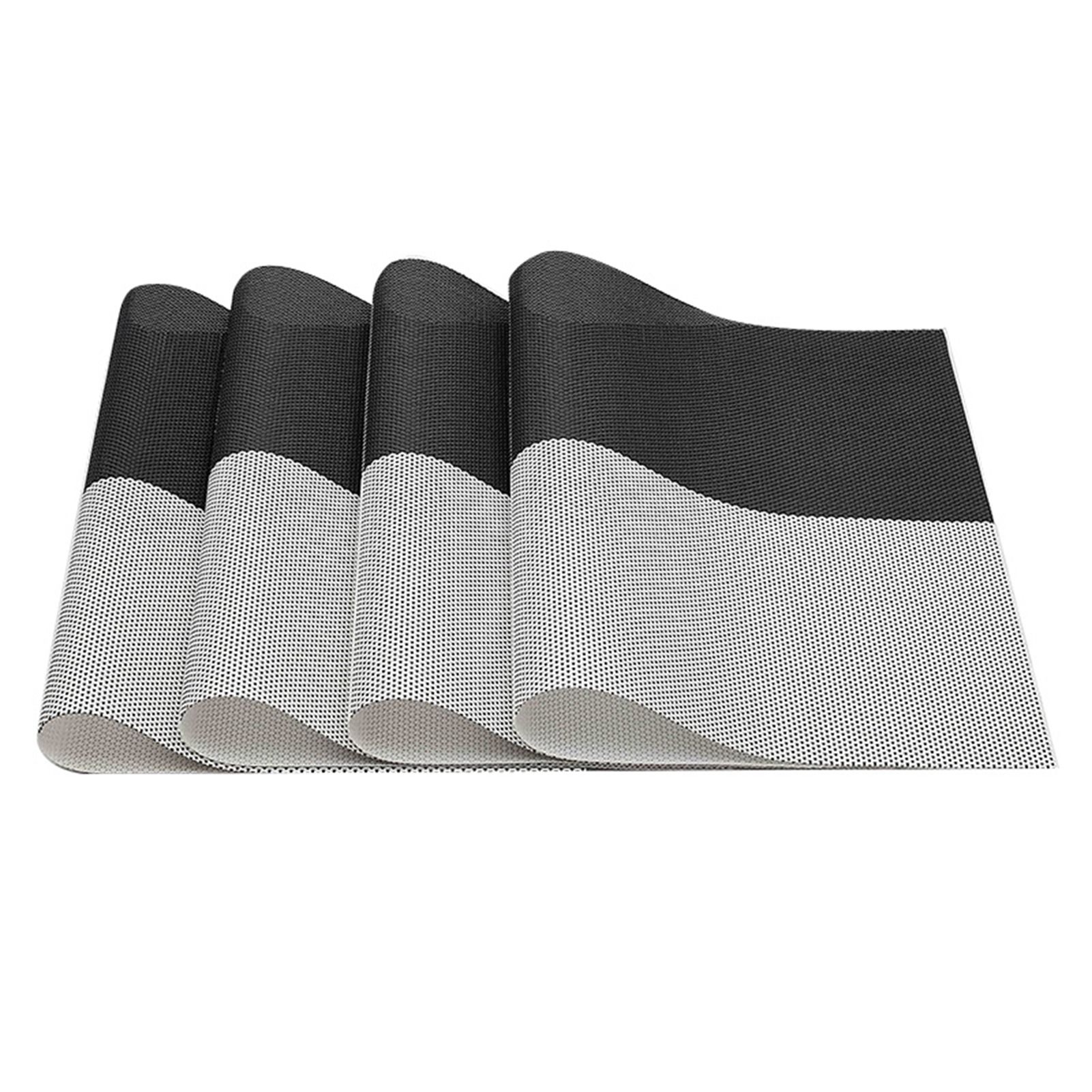 8pcs Placemats Easy Cleaning PVC Material Waterproof Black White Plaid Pattern Dining Placemats for Hotel - Image 2