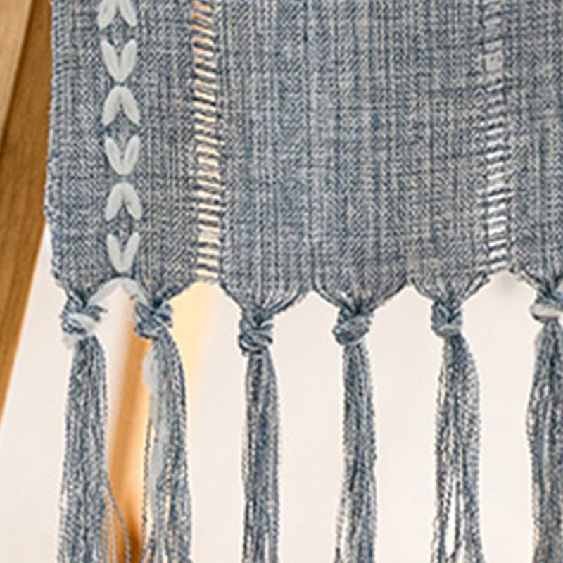 Retro Table Runner Elegant Hand Woven Cotton Linen Dining Table Runner with Tassels for Wedding Home Cross Blue - Image 3