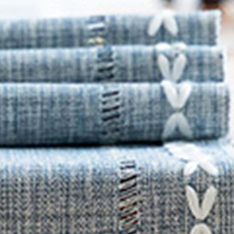 Retro Table Runner Elegant Hand Woven Cotton Linen Dining Table Runner with Tassels for Wedding Home Cross Blue - Image 5