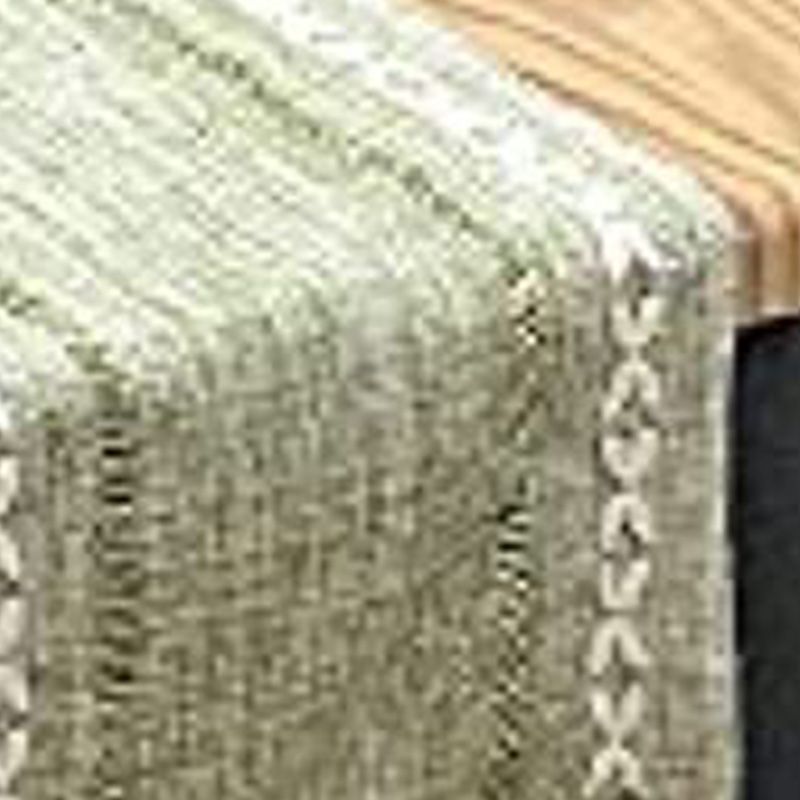 Retro Table Runner Elegant Hand Woven Cotton Linen Dining Table Runner with Tassels for Wedding Home Cross Green - Image 2