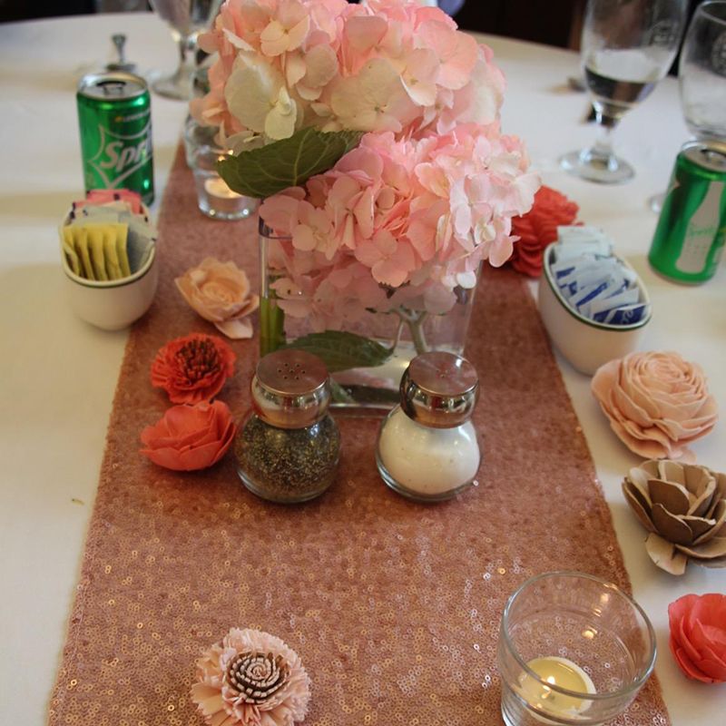 Sequin Table Runner 30x300cm Shiny Exquisite Decorative 3mm Sequins Table Runner for Parties Banquets Rose Gold - Image 4