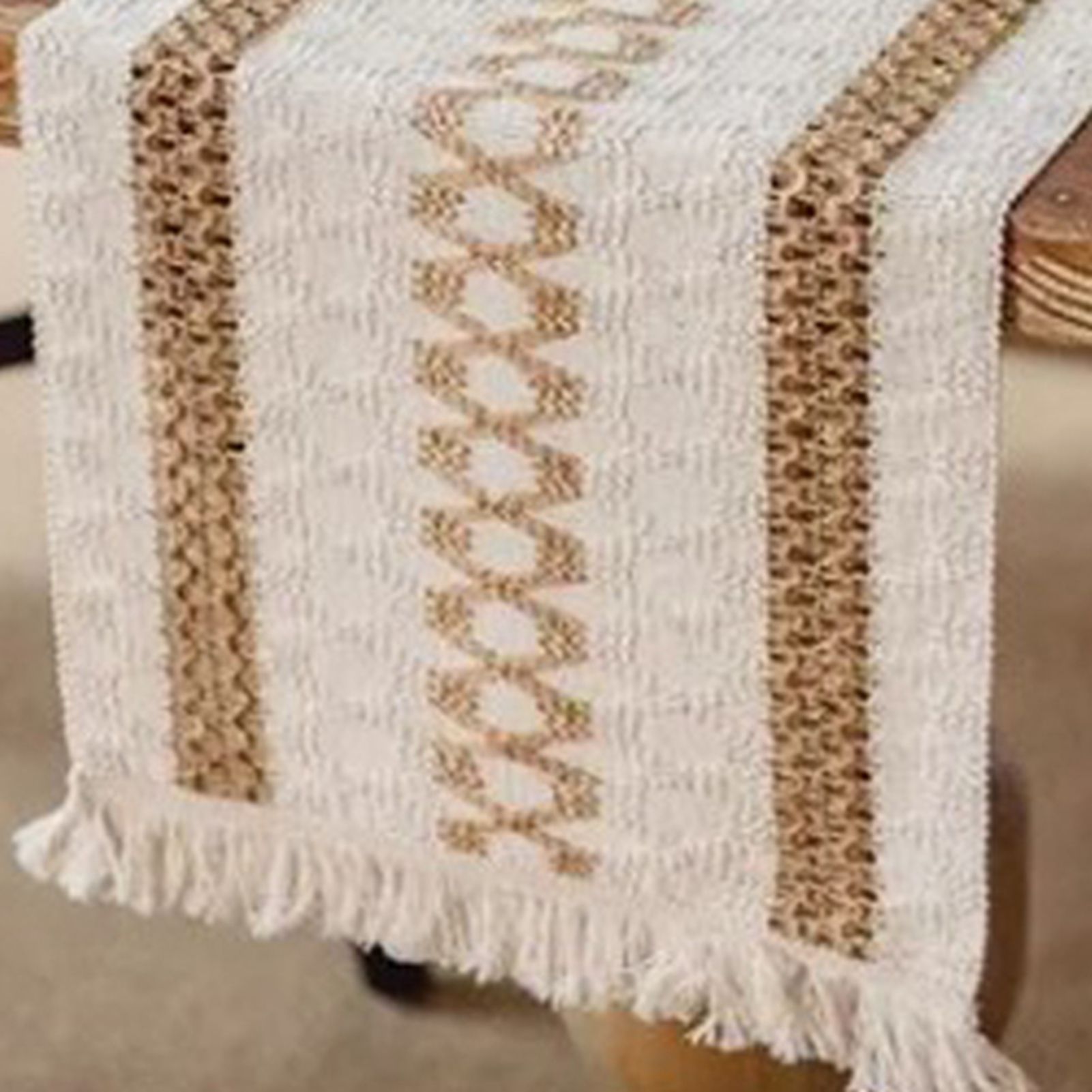 Table Runner Cotton Linen Splicing Wedding Party Table Runner with Tassels Wedding Party Decoration 30x180cm - Image 5