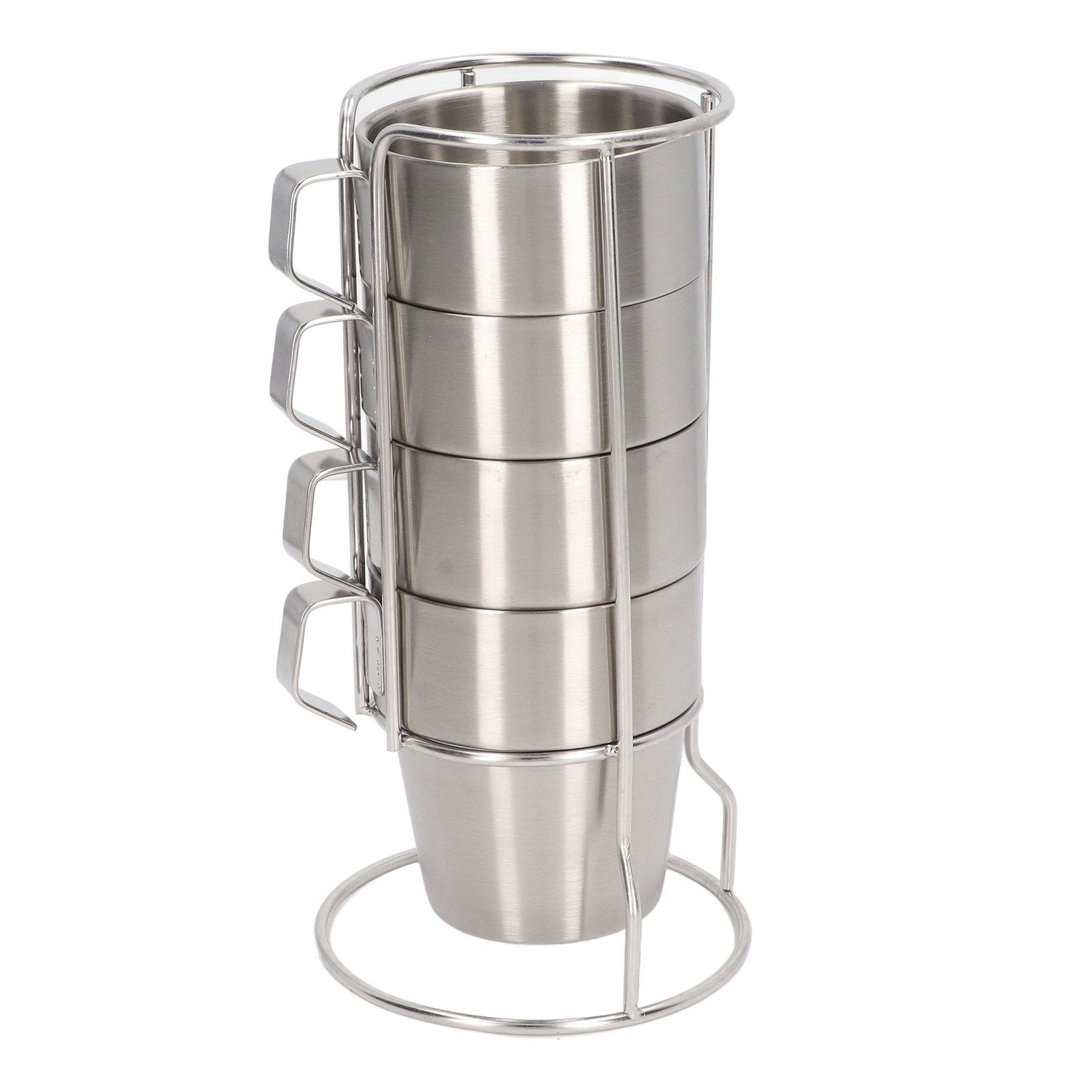 Stainless Steel Camping Cup Set of 4 Double Layer Coffee Mugs with Stand Holder Stackable Outdoor Cups for Picnic - Image 6