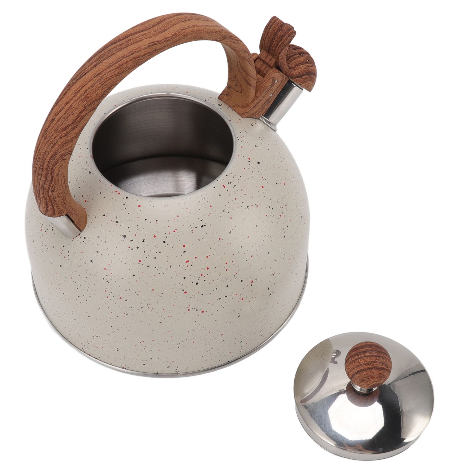 Whistling Kettle 2.5L Capacity Stainless Steel Stovetop Teapot for Water Boiling Beige - Image 7