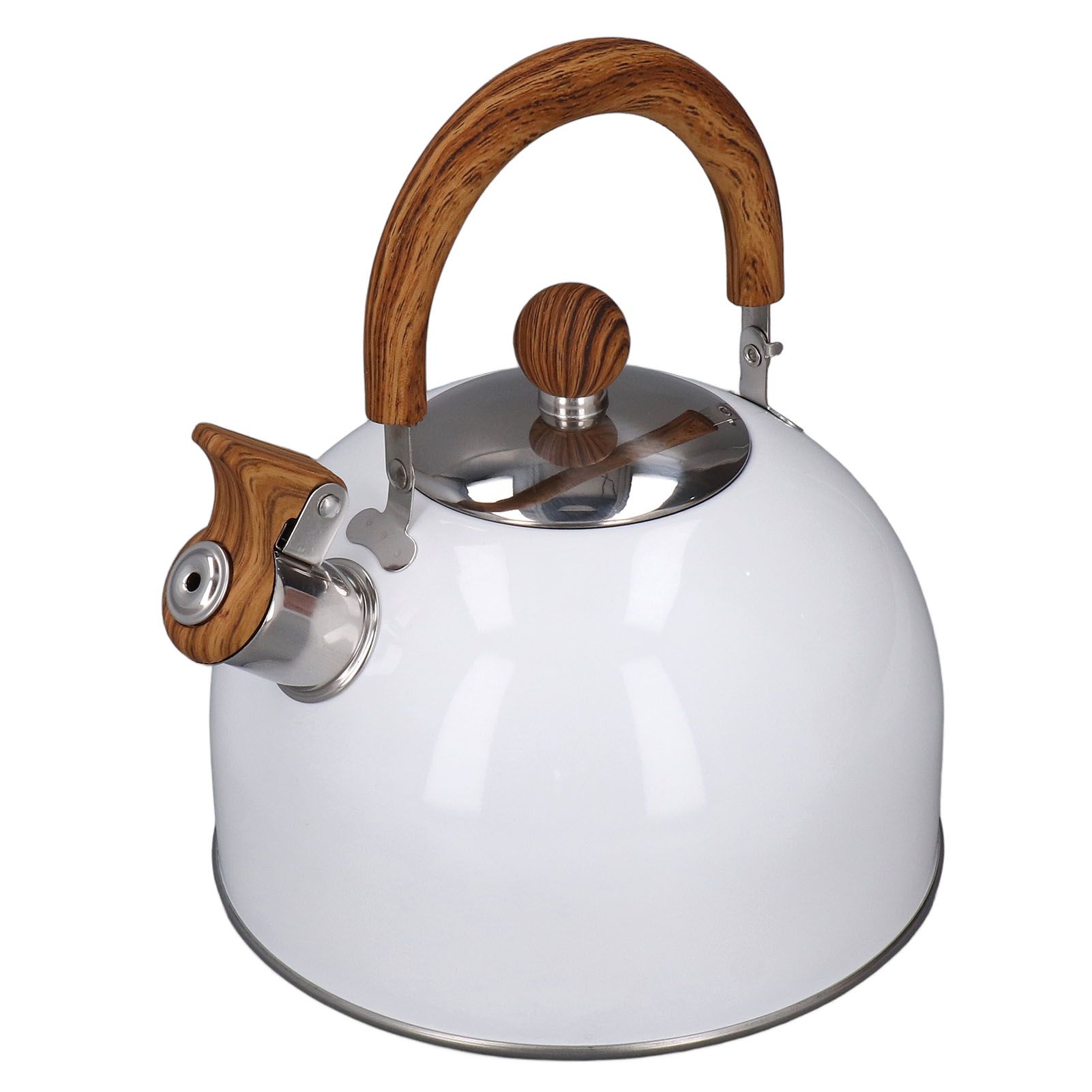 Whistling Kettle 2.5L Capacity White 304 Stainless Steel Fast Heating Ergonomic Handle Home Whistling Kettle - Image 1