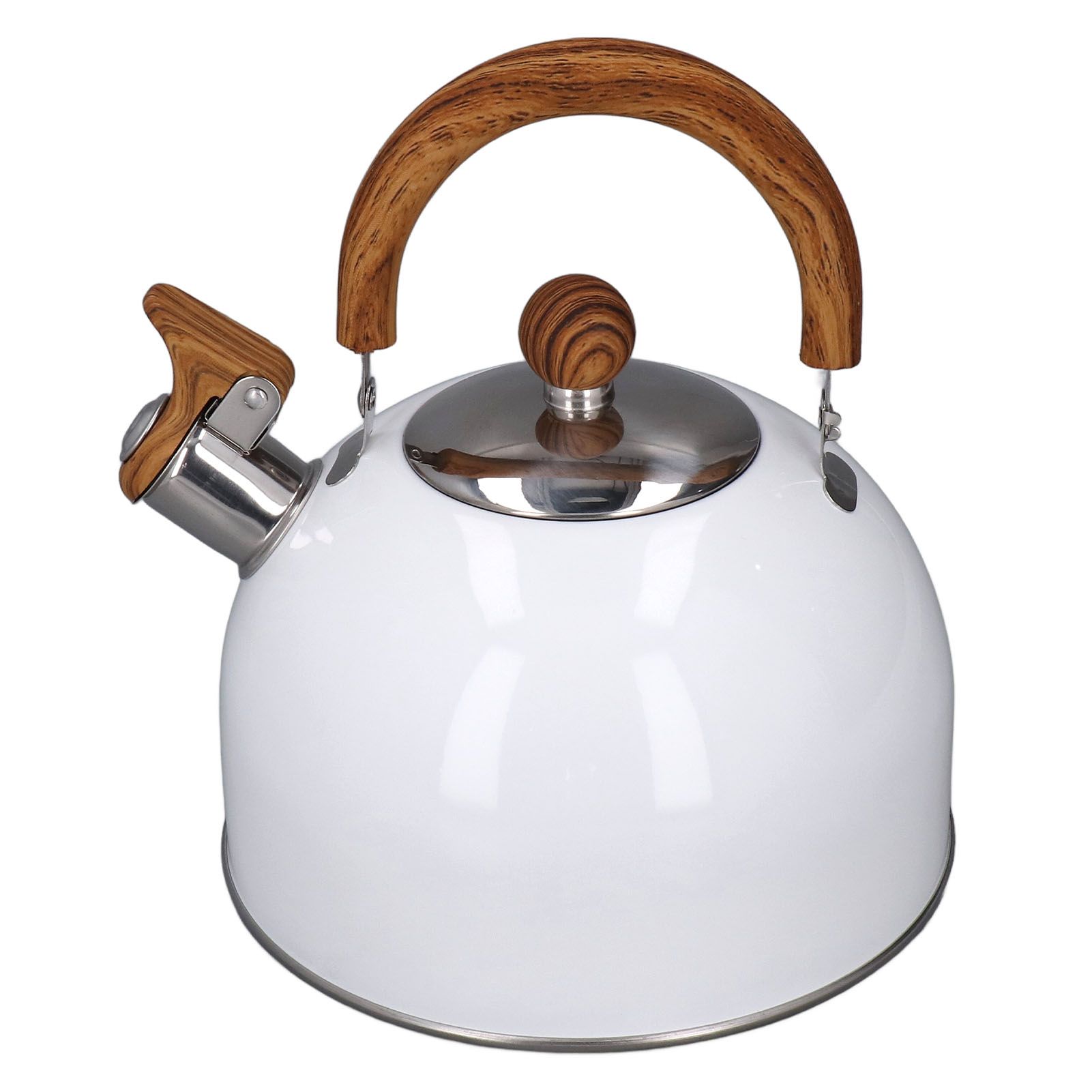 Whistling Kettle 2.5L Capacity White 304 Stainless Steel Fast Heating Ergonomic Handle Home Whistling Kettle - Image 3