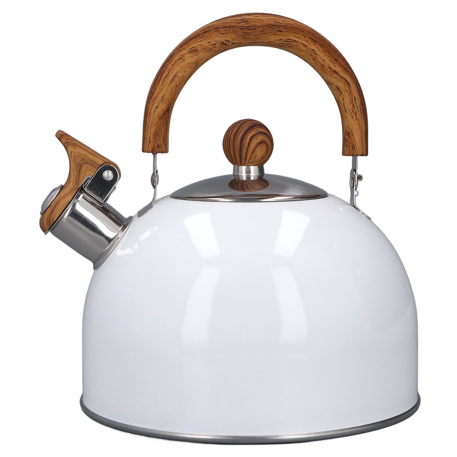 Whistling Kettle 2.5L Capacity White 304 Stainless Steel Fast Heating Ergonomic Handle Home Whistling Kettle - Image 5