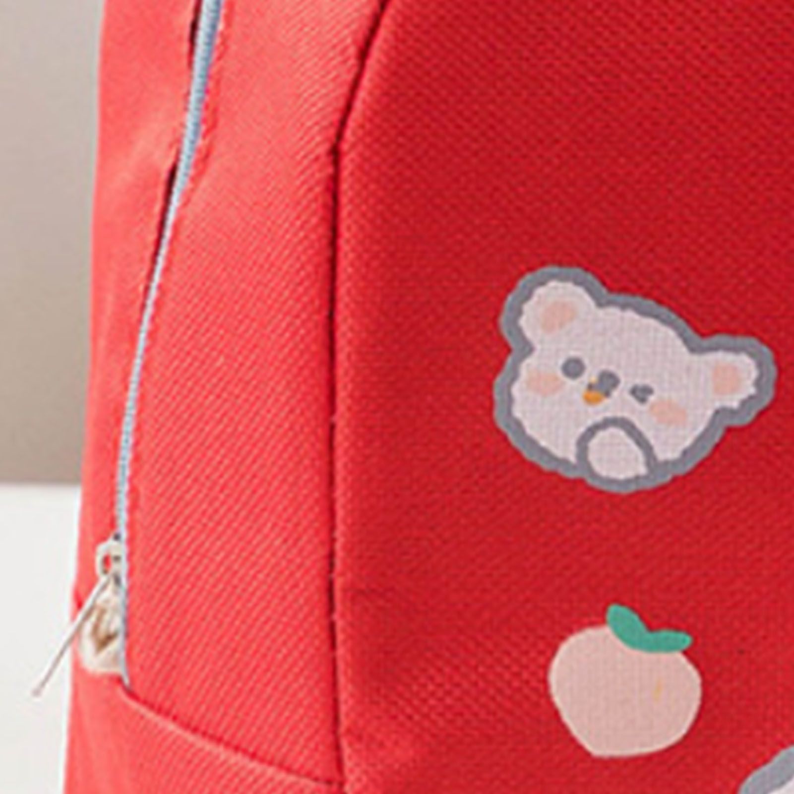 Lunch Bag Cartoon Style Zipper Widened Handle Oxford Cloth Aluminum Film Portable Lunchbox Bag for Student Red - Image 7