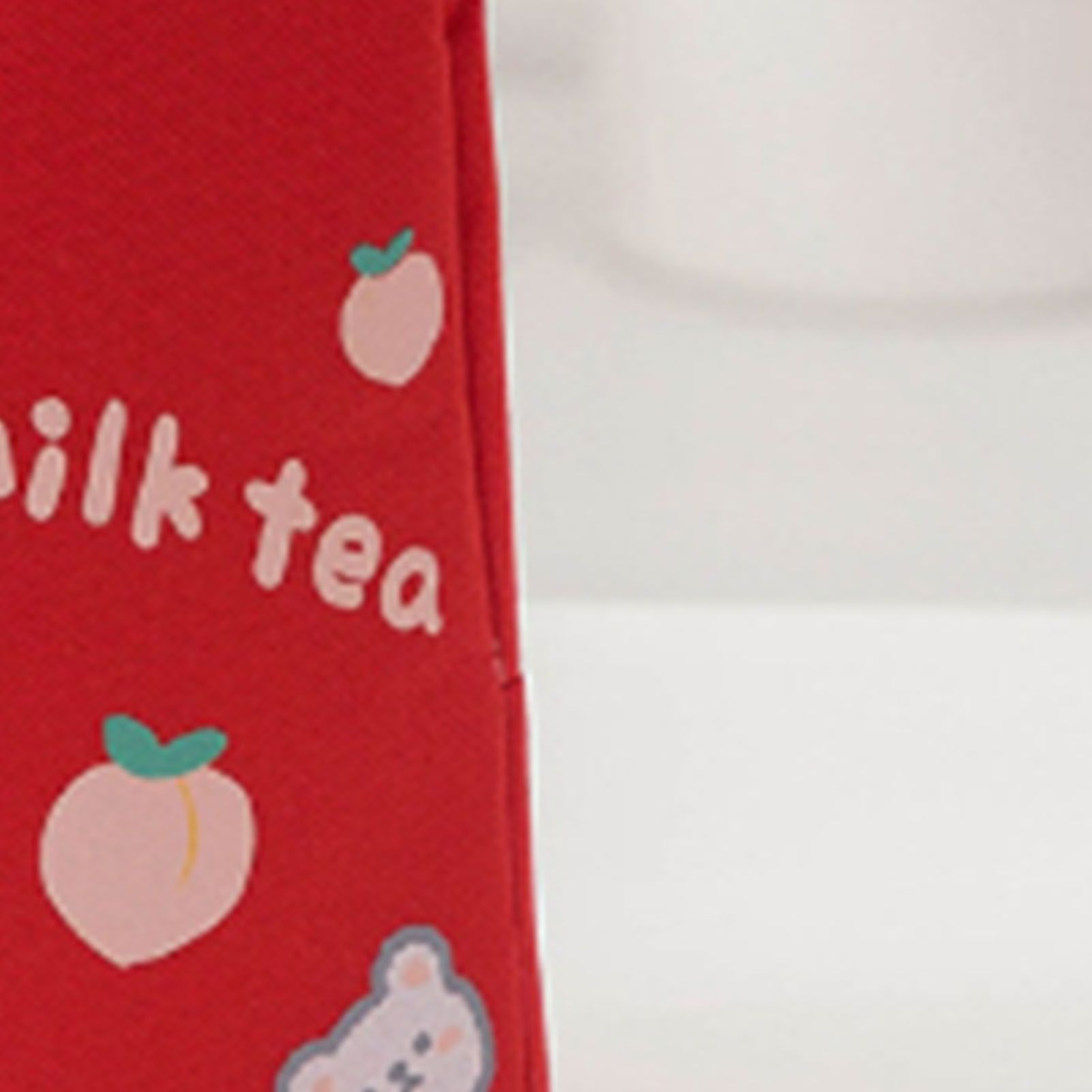 Lunch Bag Cartoon Style Zipper Widened Handle Oxford Cloth Aluminum Film Portable Lunchbox Bag for Student Red - Image 8