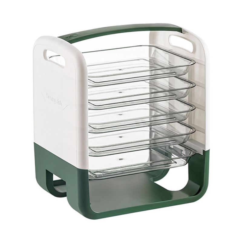 Four Layers Dish Preparation Plate Drawer Design Plastic Vegetable Preparation Rack Kitchen Storage Rack Green - Image 1