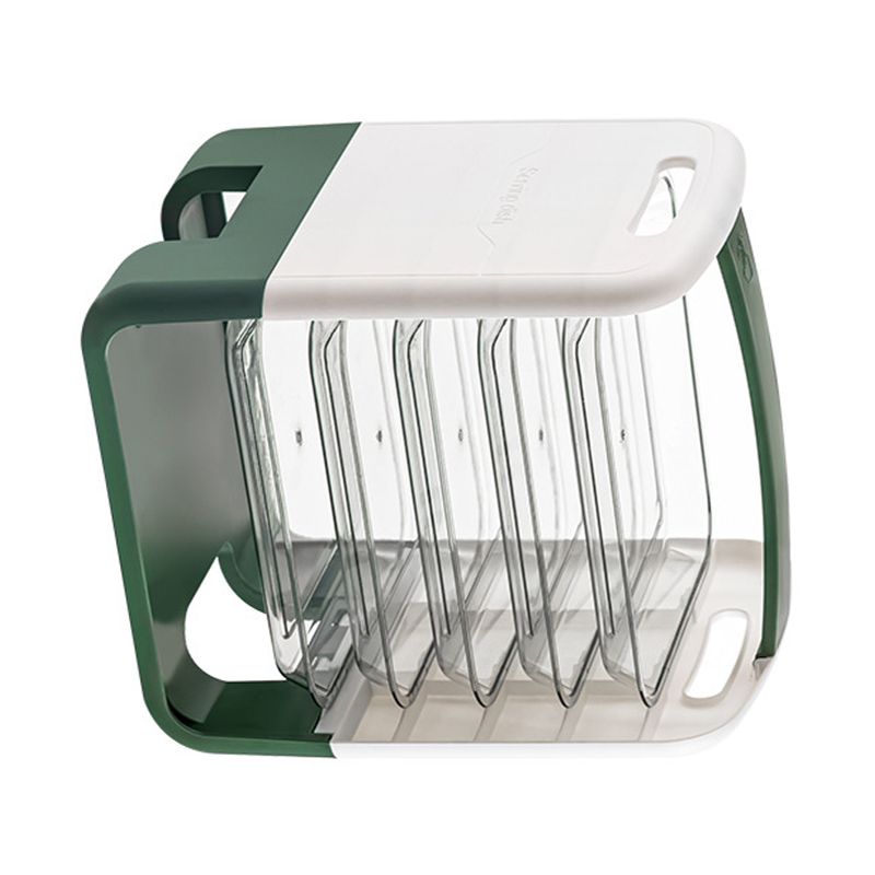 Four Layers Dish Preparation Plate Drawer Design Plastic Vegetable Preparation Rack Kitchen Storage Rack Green - Image 2