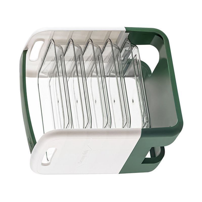 Four Layers Dish Preparation Plate Drawer Design Plastic Vegetable Preparation Rack Kitchen Storage Rack Green - Image 3