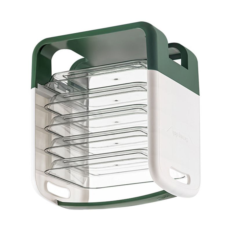 Four Layers Dish Preparation Plate Drawer Design Plastic Vegetable Preparation Rack Kitchen Storage Rack Green - Image 4