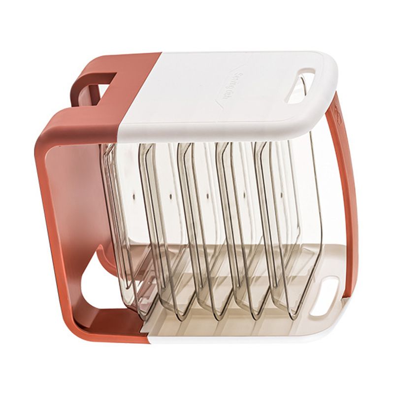 Four Layers Dish Preparation Plate Drawer Design Plastic Vegetable Preparation Rack Kitchen Storage Rack Pink - Image 2