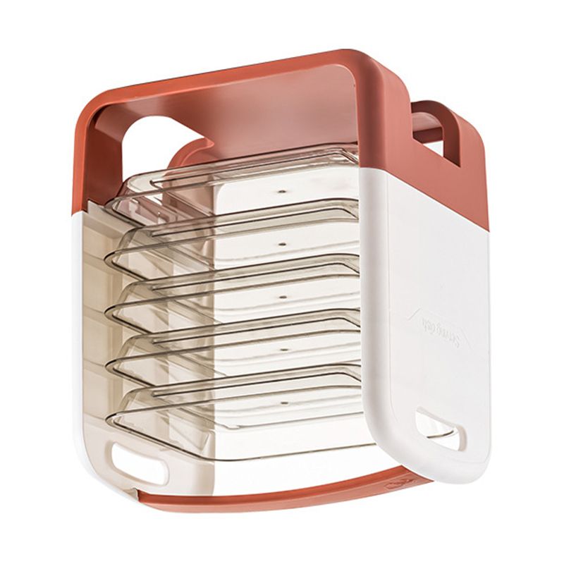 Four Layers Dish Preparation Plate Drawer Design Plastic Vegetable Preparation Rack Kitchen Storage Rack Pink - Image 4