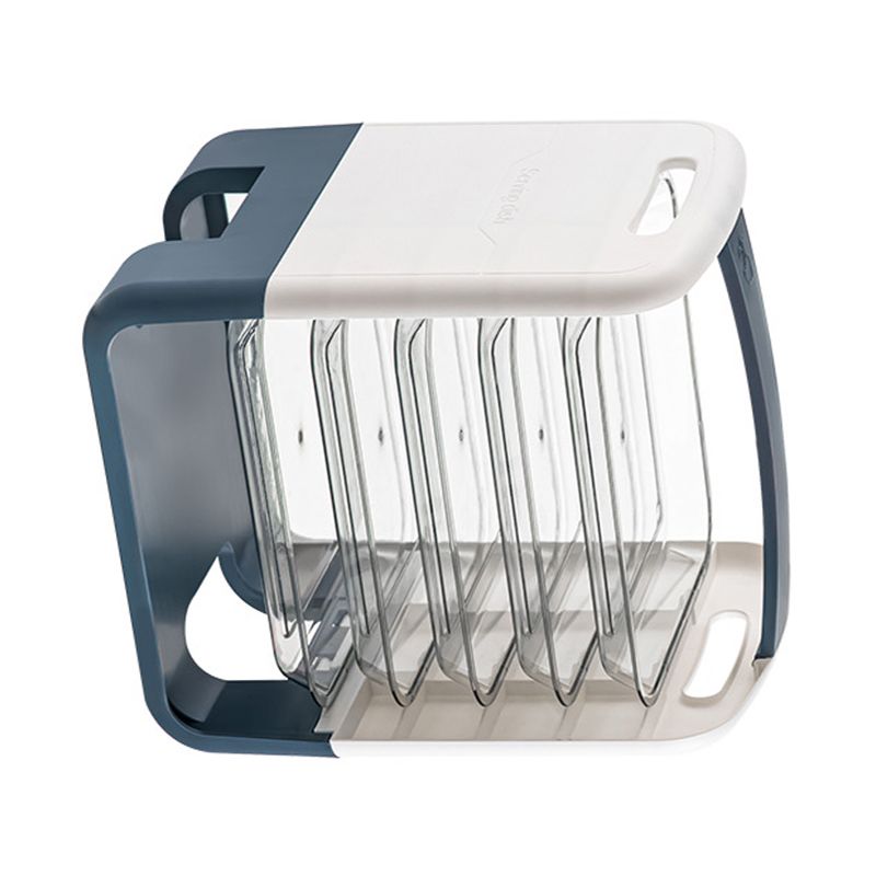 Four Layers Dish Preparation Plate Drawer Design Plastic Vegetable Preparation Rack Kitchen Storage Rack Blue - Image 2