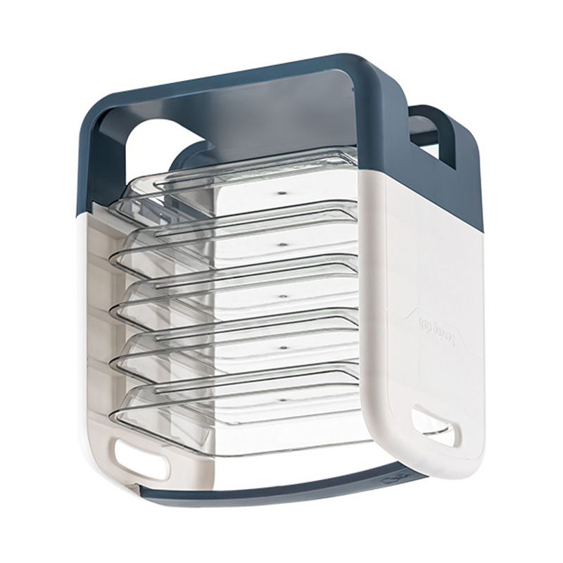 Four Layers Dish Preparation Plate Drawer Design Plastic Vegetable Preparation Rack Kitchen Storage Rack Blue - Image 4
