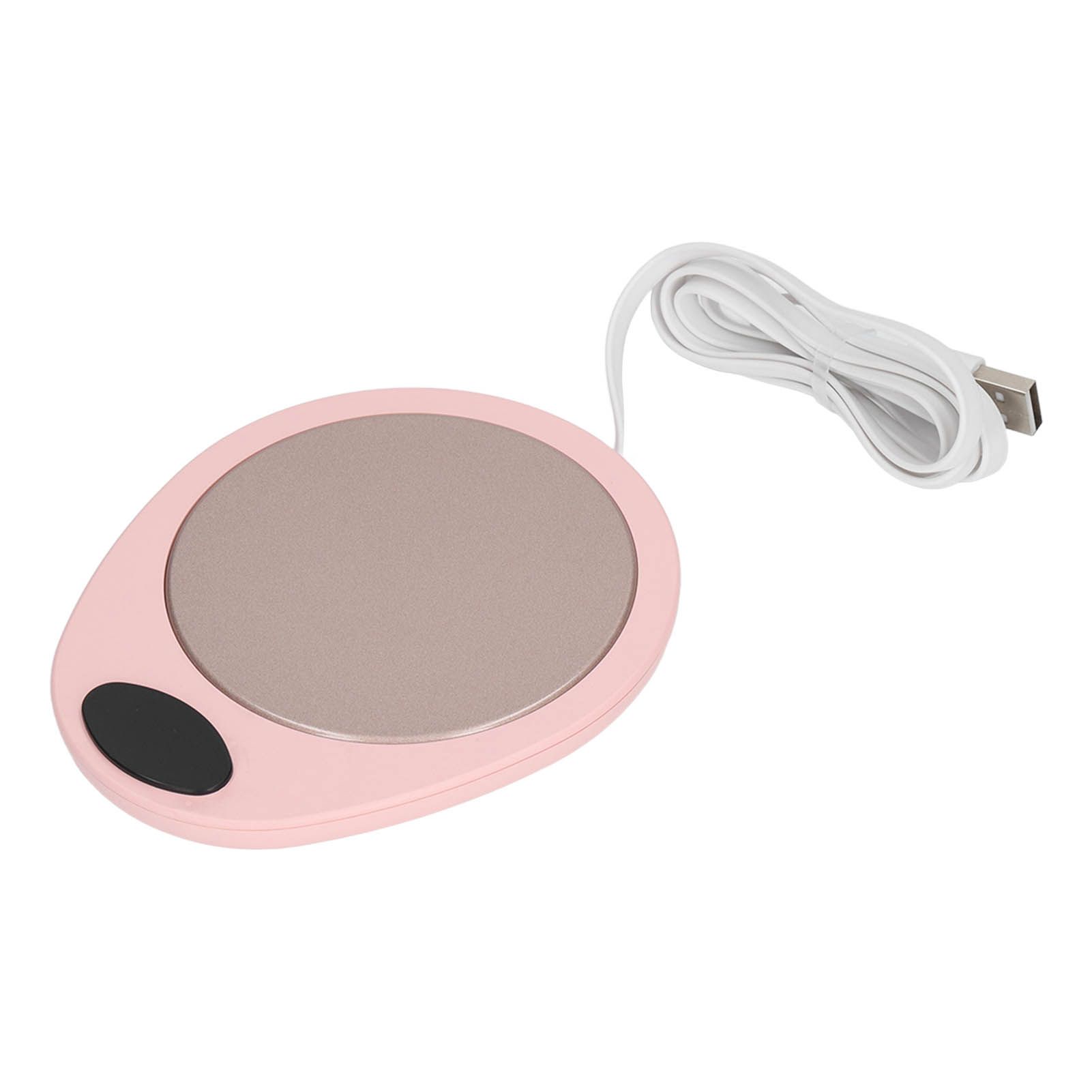 USB Mug Warmer Constant Temp Waterproof Adjustable Electric Beverage Heating Plate for Ceramic Coffee Cups Pink White - Image 3