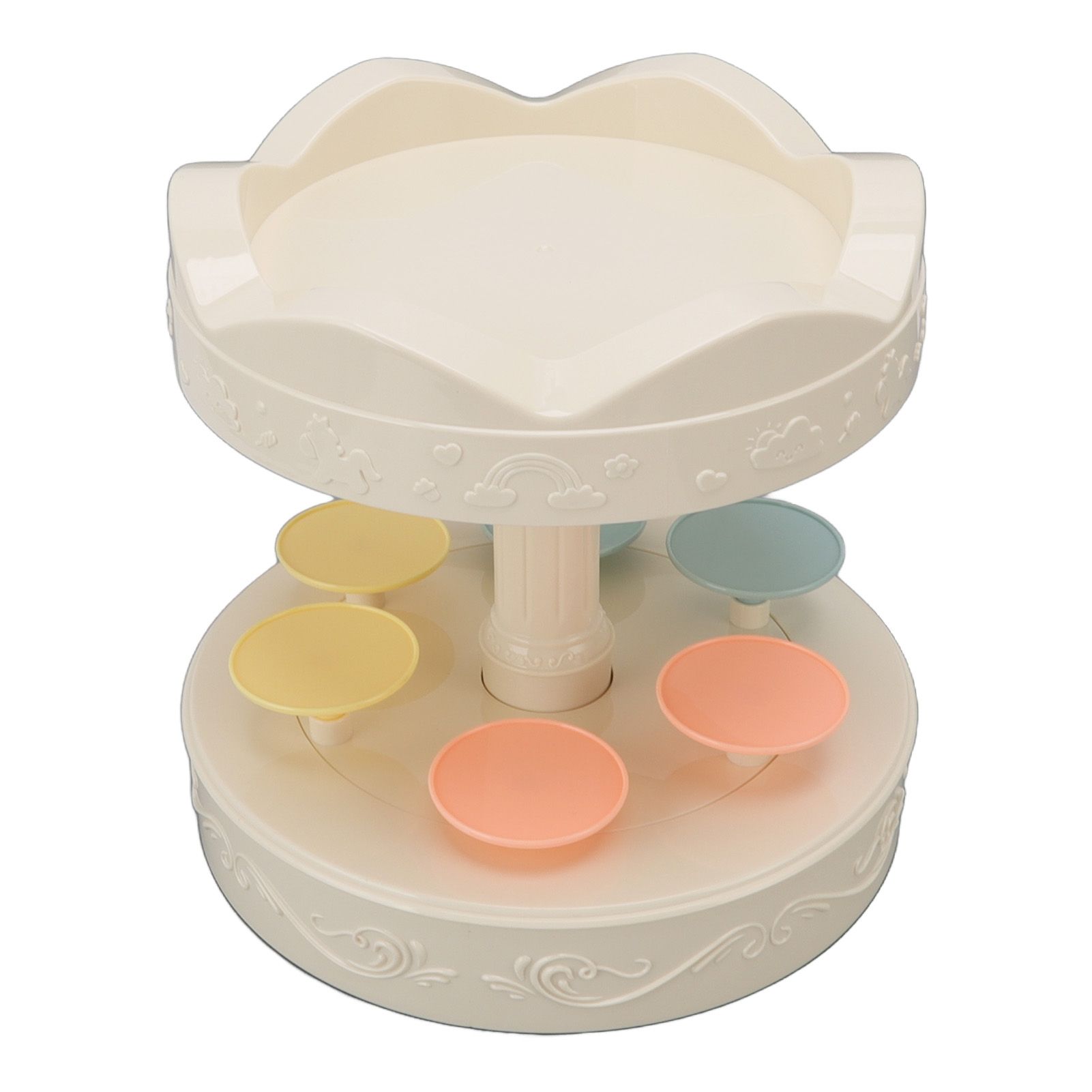 6 Trays 2 Tier Automatic Rotating Dessert Cupcake Display Table Swing Tray with Music for Wedding Birthday Party Supplies Gift - Image 1