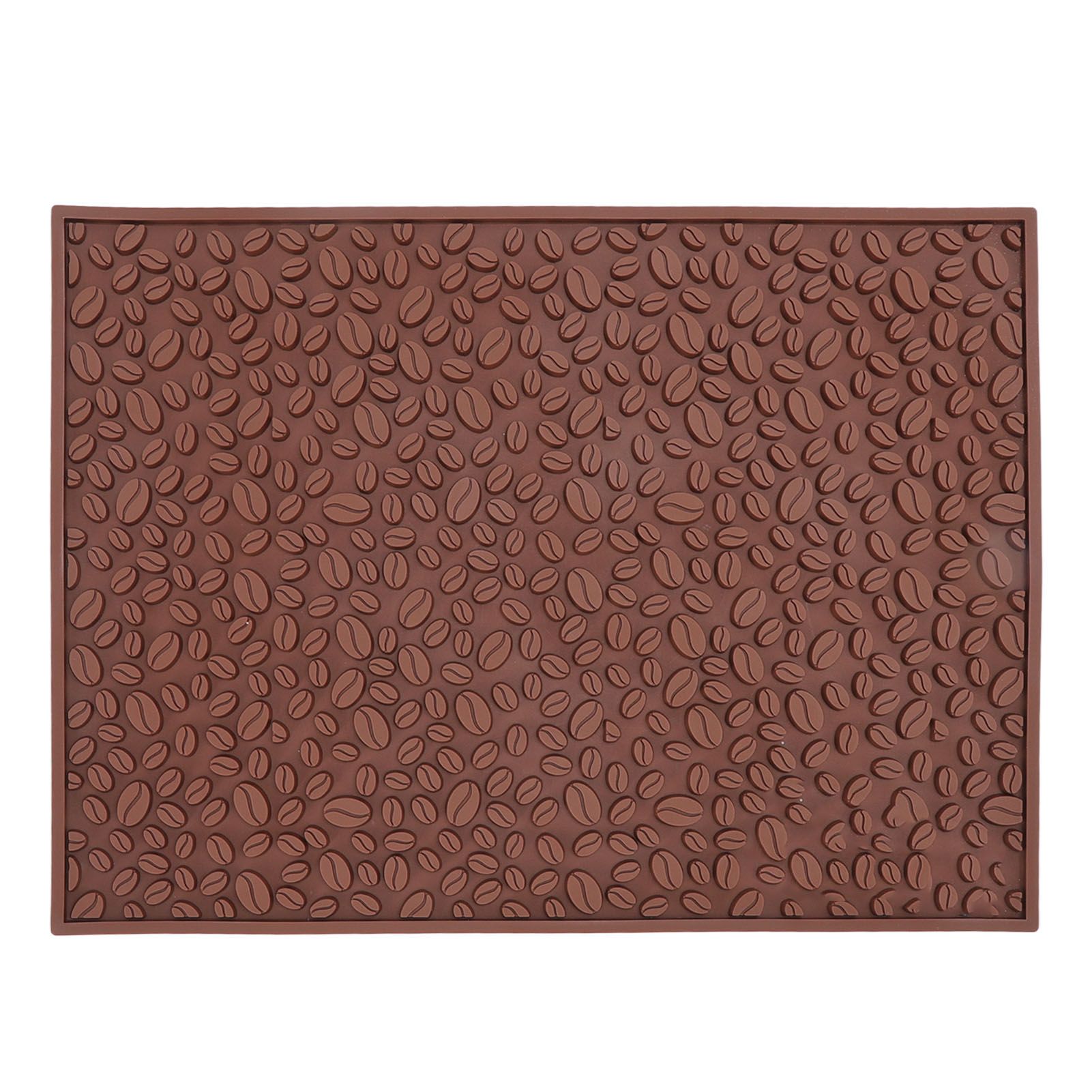Non Slip Cup Mat Coffee Bean Design Desktop Bar Counter PVC Pad for Water Draining Filtering Brown - Image 1