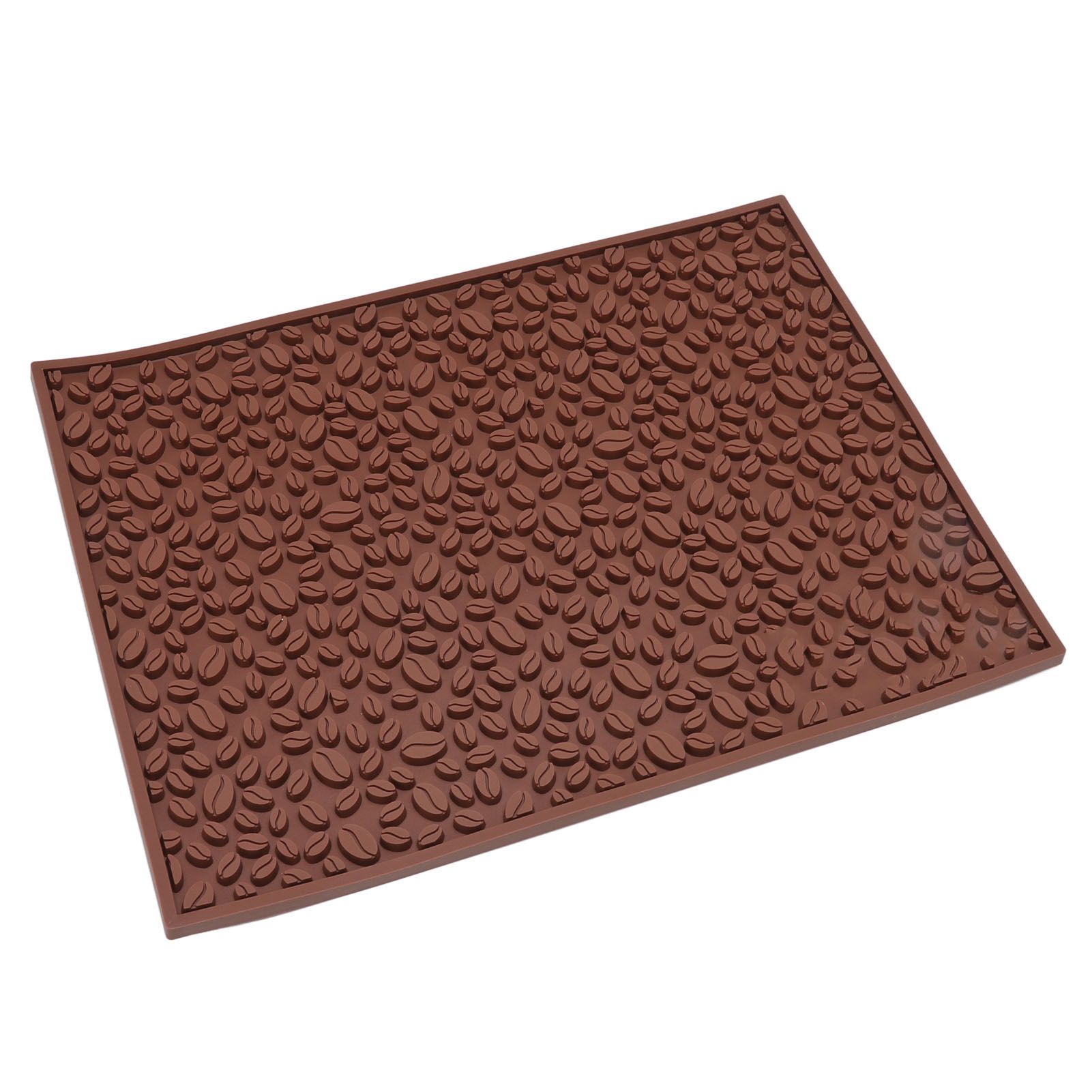 Non Slip Cup Mat Coffee Bean Design Desktop Bar Counter PVC Pad for Water Draining Filtering Brown - Image 4