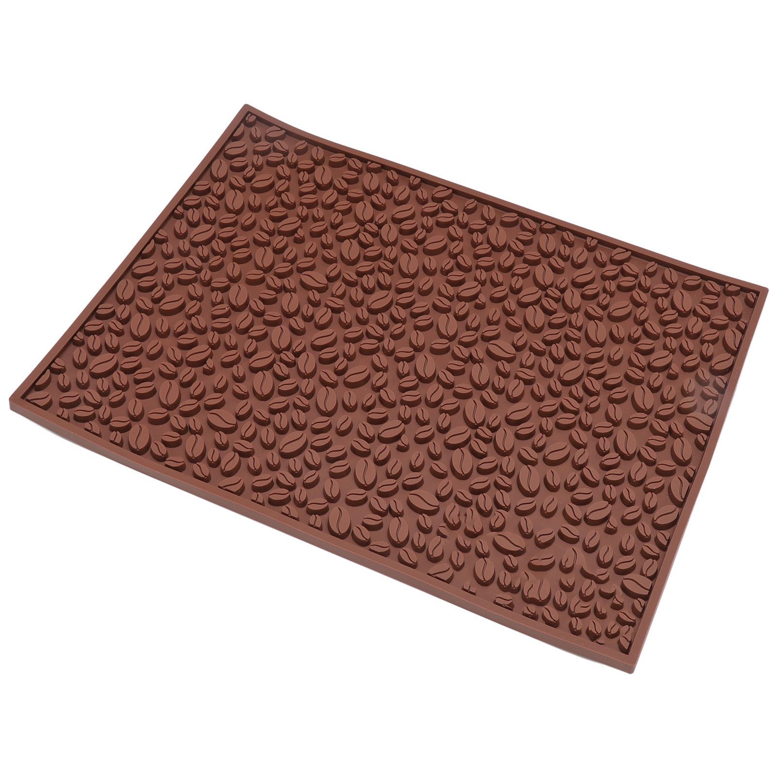 Non Slip Cup Mat Coffee Bean Design Desktop Bar Counter PVC Pad for Water Draining Filtering Brown - Image 5