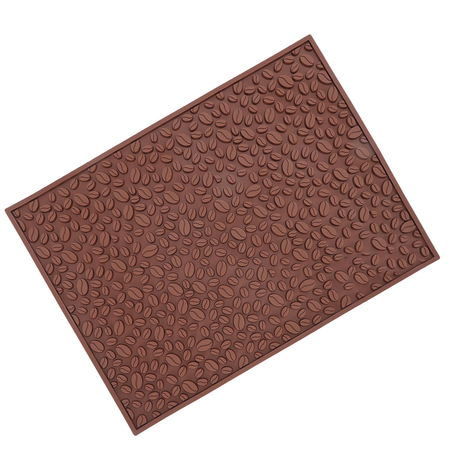 Non Slip Cup Mat Coffee Bean Design Desktop Bar Counter PVC Pad for Water Draining Filtering Brown - Image 6