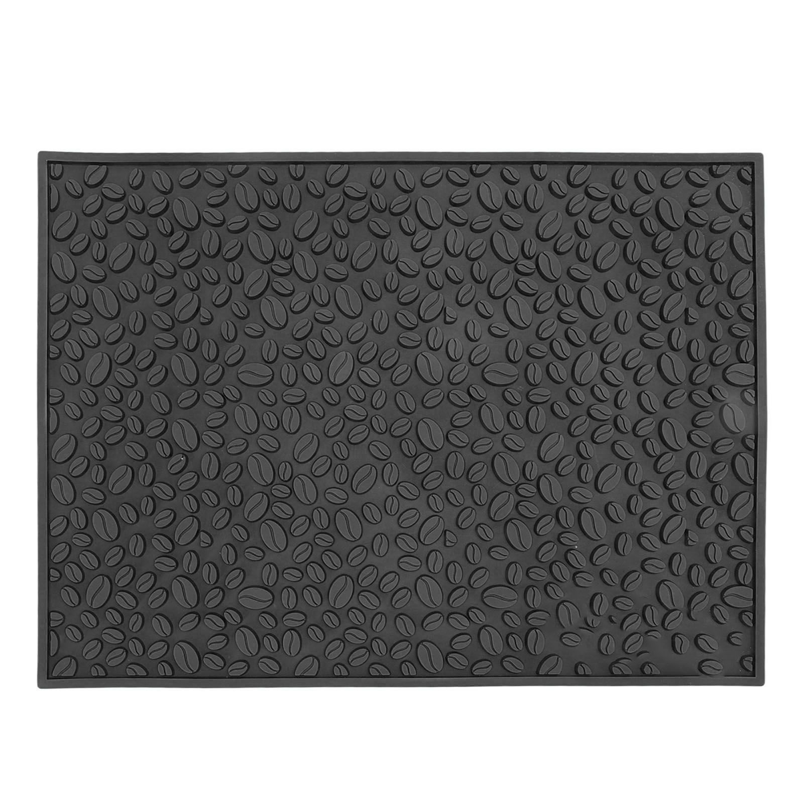 Non Slip Cup Mat Coffee Bean Design Desktop Bar Counter PVC Pad for Water Draining Filtering Black - Image 1