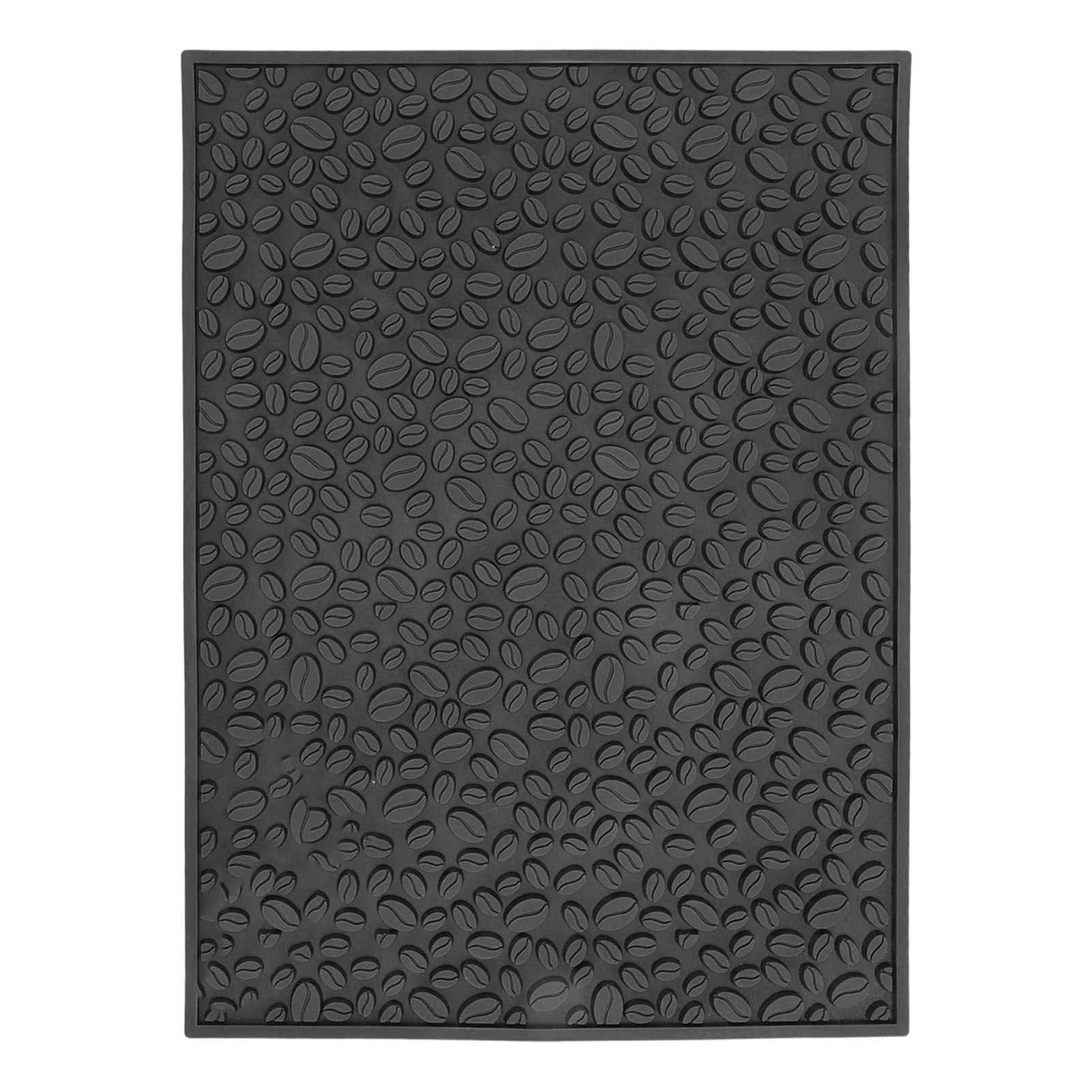 Non Slip Cup Mat Coffee Bean Design Desktop Bar Counter PVC Pad for Water Draining Filtering Black - Image 2