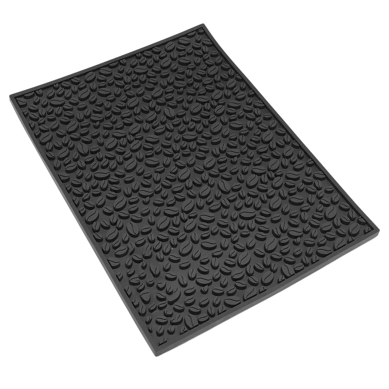 Non Slip Cup Mat Coffee Bean Design Desktop Bar Counter PVC Pad for Water Draining Filtering Black - Image 3