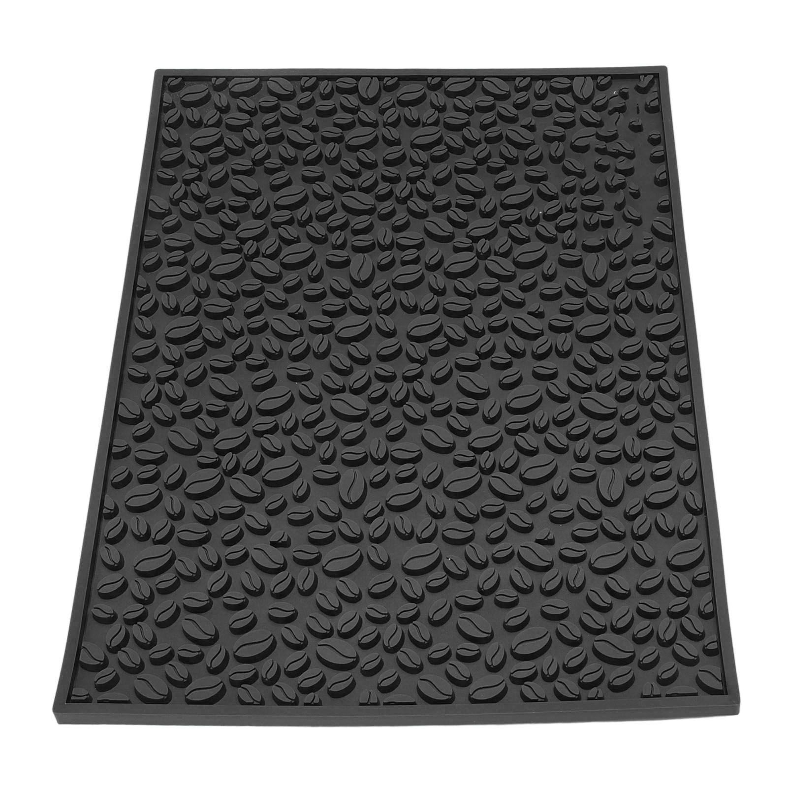 Non Slip Cup Mat Coffee Bean Design Desktop Bar Counter PVC Pad for Water Draining Filtering Black - Image 7