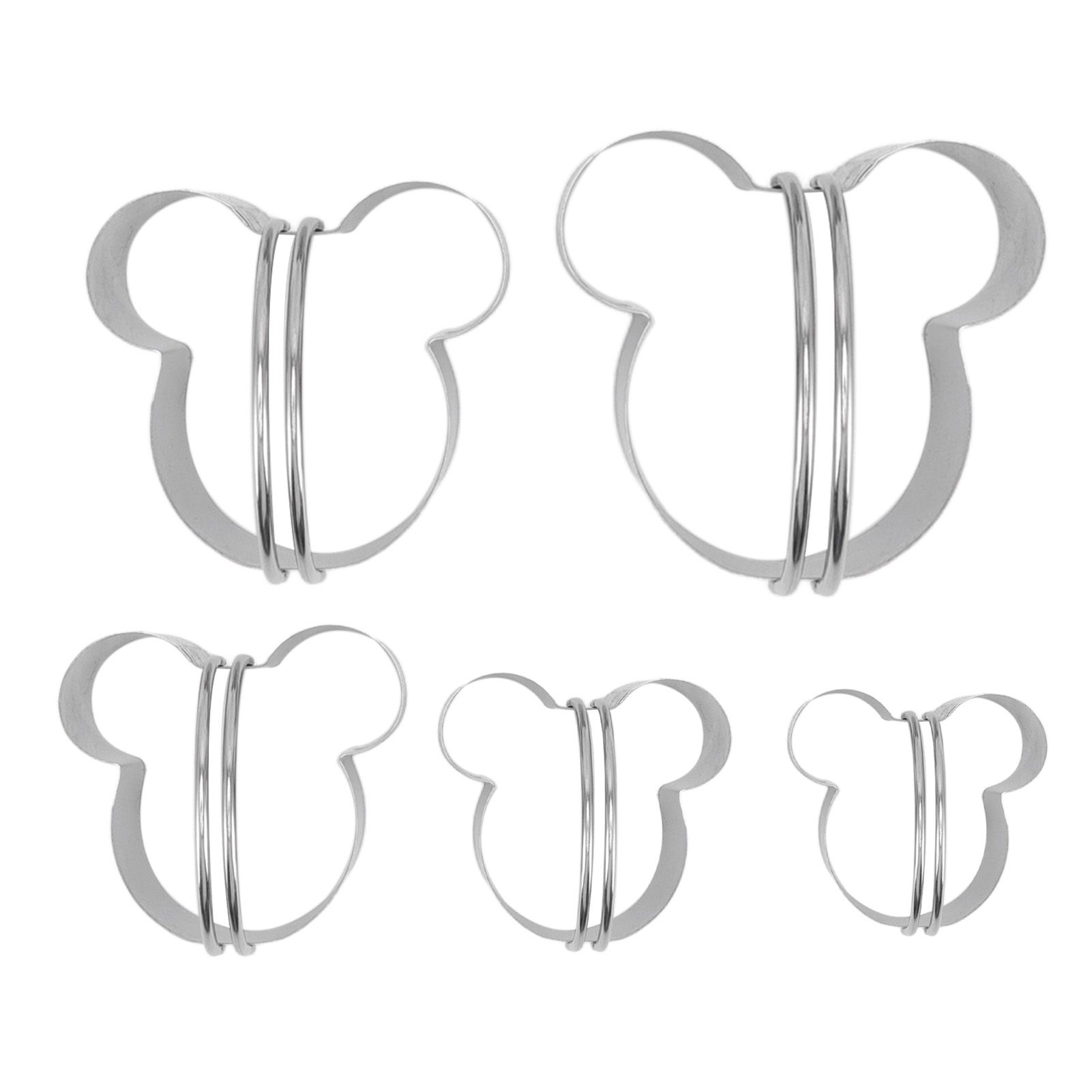 5Pcs Stainless Steel Biscuit Cutter Set Removable Easy Release Professional Cookie Cutter Set with Handle for Baking - Image 1