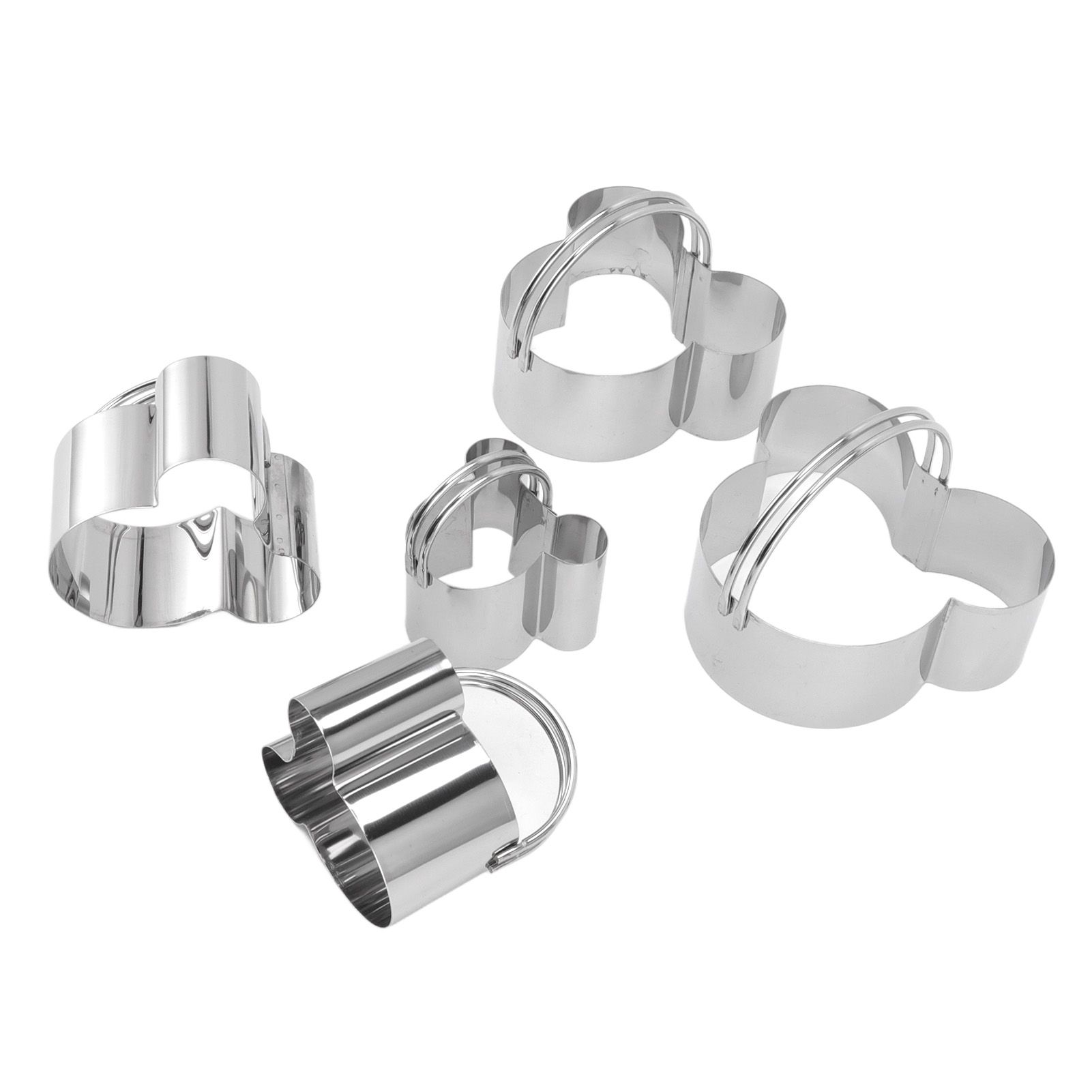 5Pcs Stainless Steel Biscuit Cutter Set Removable Easy Release Professional Cookie Cutter Set with Handle for Baking - Image 3