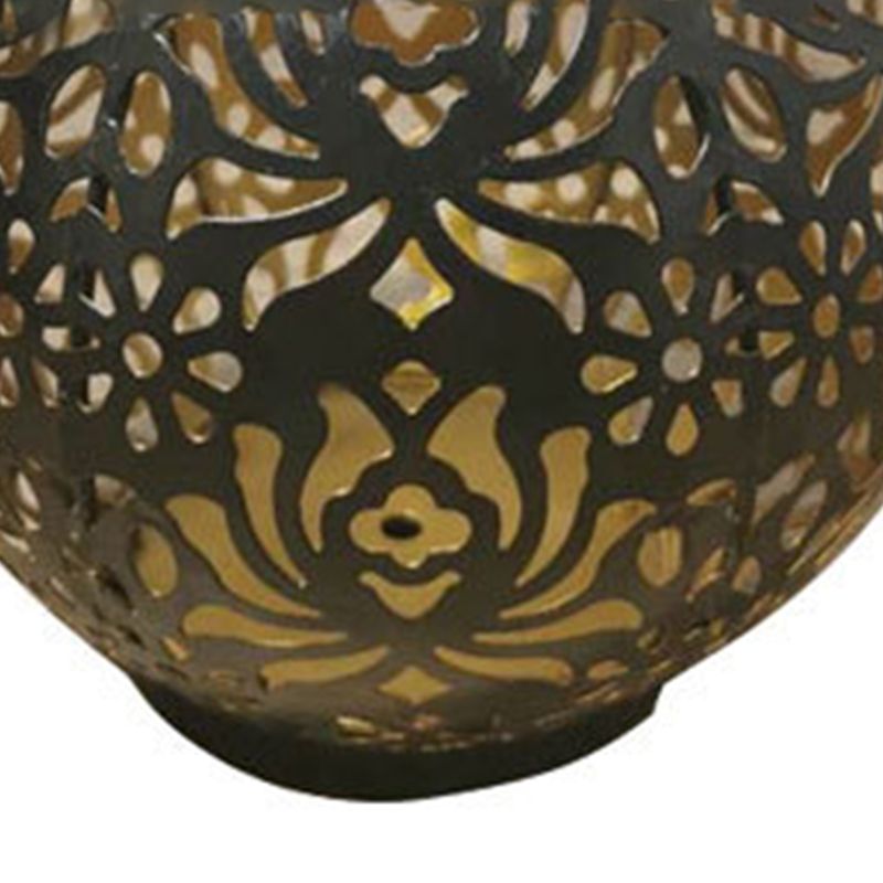 Iron Hollow Solar Lantern Portable Outdoor Solar Hanging Lantern for Garden Yard Patio Decor GZ 0032 Black Solar Landscape Light - Image 4
