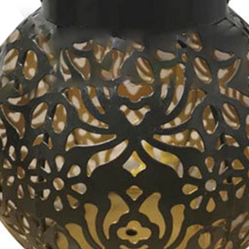 Iron Hollow Solar Lantern Portable Outdoor Solar Hanging Lantern for Garden Yard Patio Decor GZ 0032 Black Solar Landscape Light - Image 5
