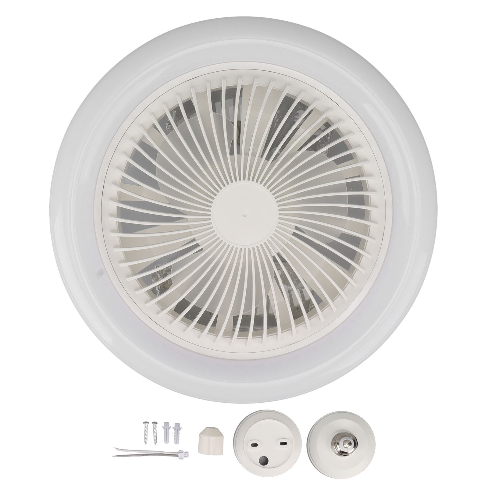 9.8in LED Ceiling Fan Light Quiet 3 Gears Ceiling Fan with E27 Lamp for Living Room 86‑265V White - Image 1