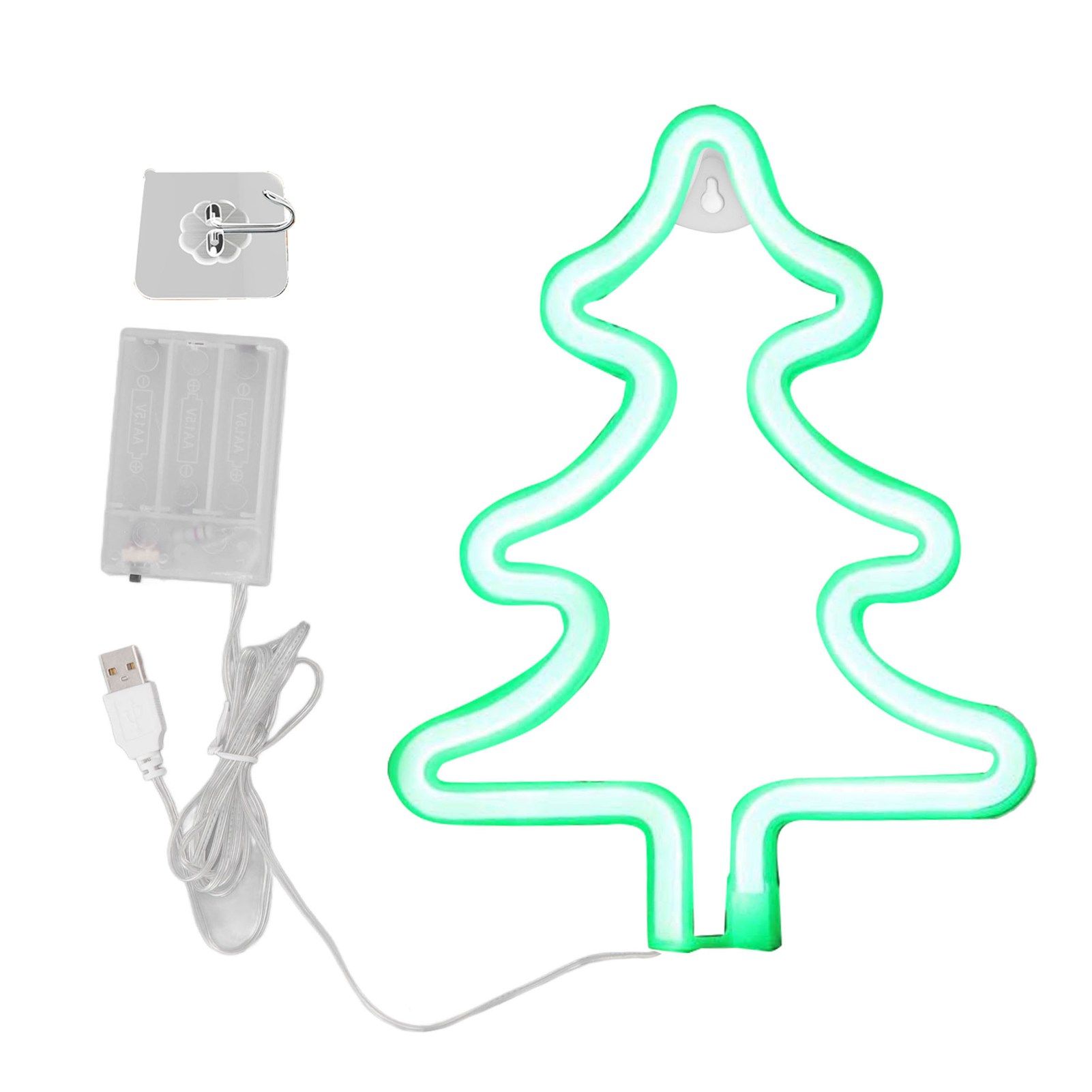 Christmas Neon Sign Christmas Tree Shape Neon Light USB Decorative Night Light for Desk Wall Display - Image 1