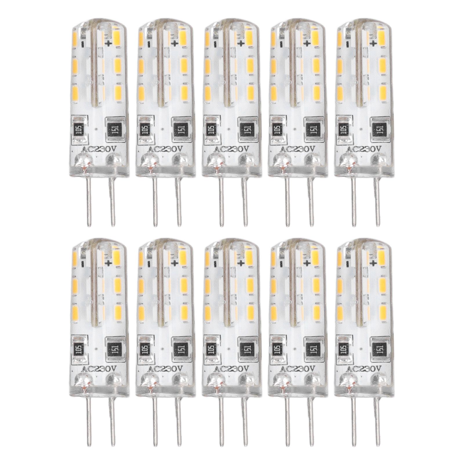 10 Pcs G4 LED Bulbs Bi Pin Base Silicone Warm White 3000K 1.5W AC220V 110LM Landscape Bulbs Replacement - Image 1