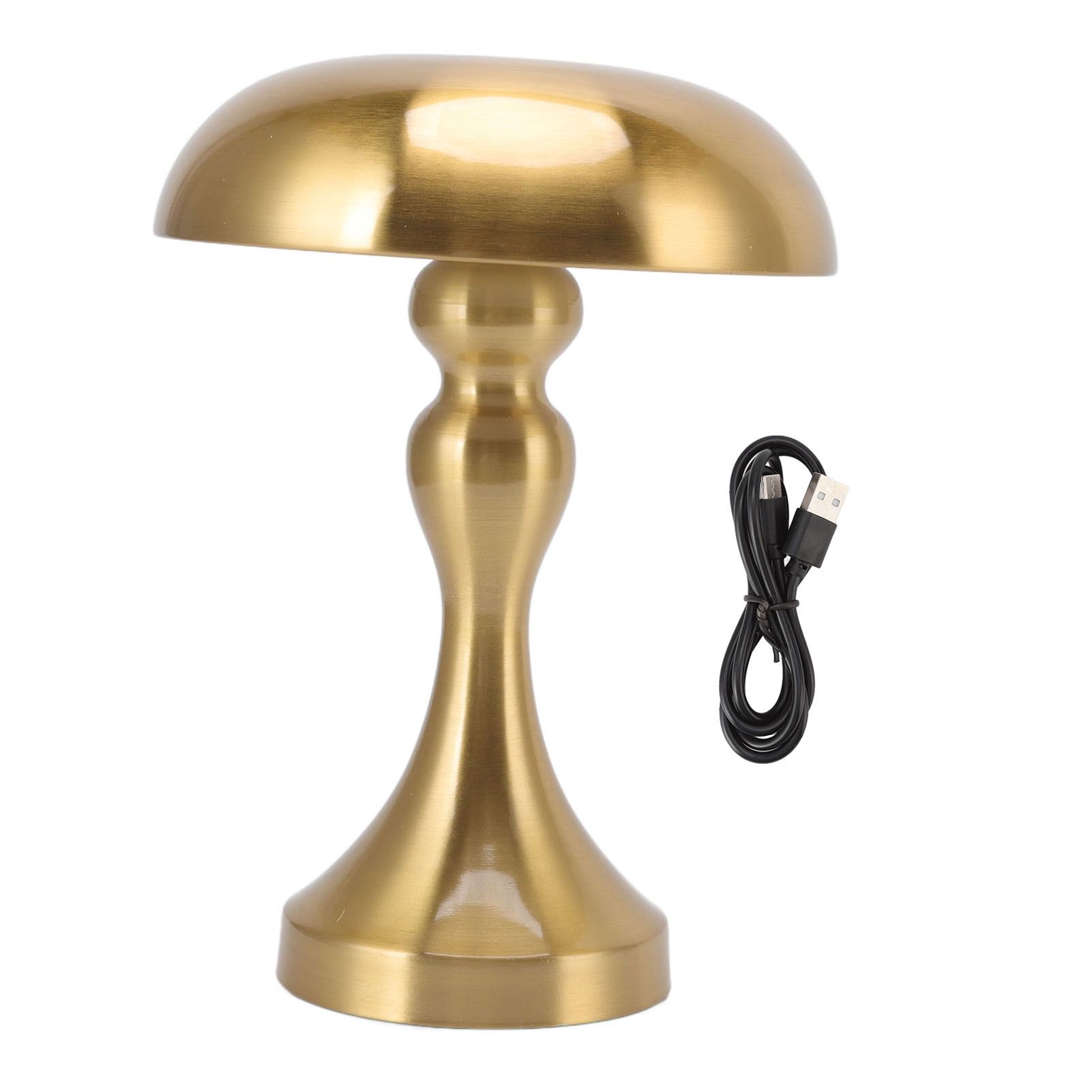 Table Lamp Rechargeable Mushroom Shape 3 Speed Color Temperature Touch Stepless Dimming Night Light for Home Gold - Image 1